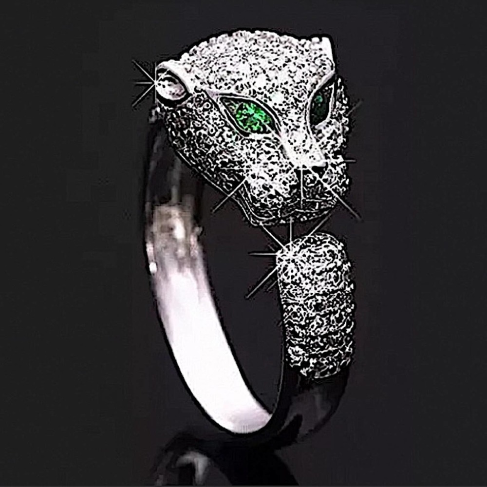 SILVER PANTHER ZIRCON RING